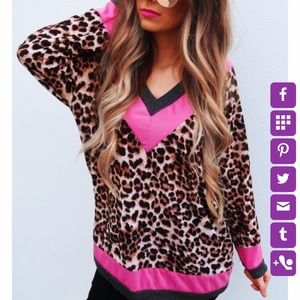 Brand new!! Pink & Leopard print shirt—Size Small
